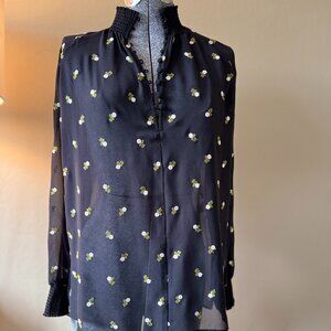 CAbi Sheer Blouse with flower detail - XXS